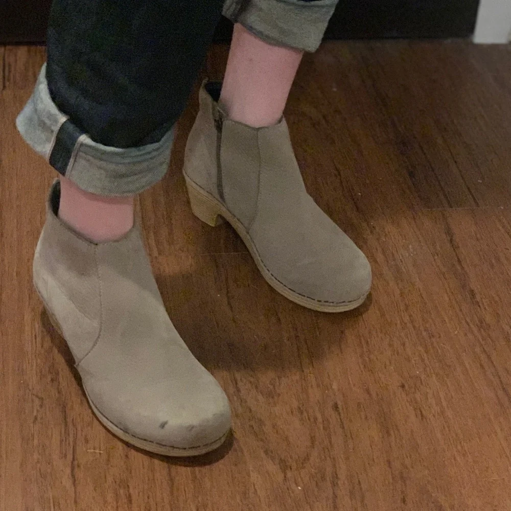 Dansko Taupe Leather Ankle Boots